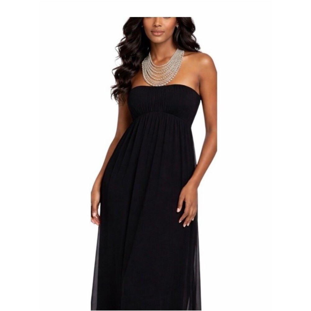 Aidan Mattox 100% Silk Pearl Bib Black Halter Formal Dress Gown 0 Maxi Prom Gala